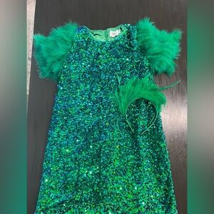 Sparkling Green Sequin Kids Costume with Headband
